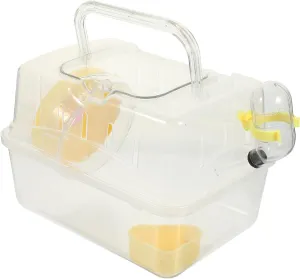 Kisangel Hamster Transparent Carrier Cage with Portable Handle for Sightseeing Travel Camping Breathable Pet Case for Hamsters Mice Ferrets Durable Nursery Container