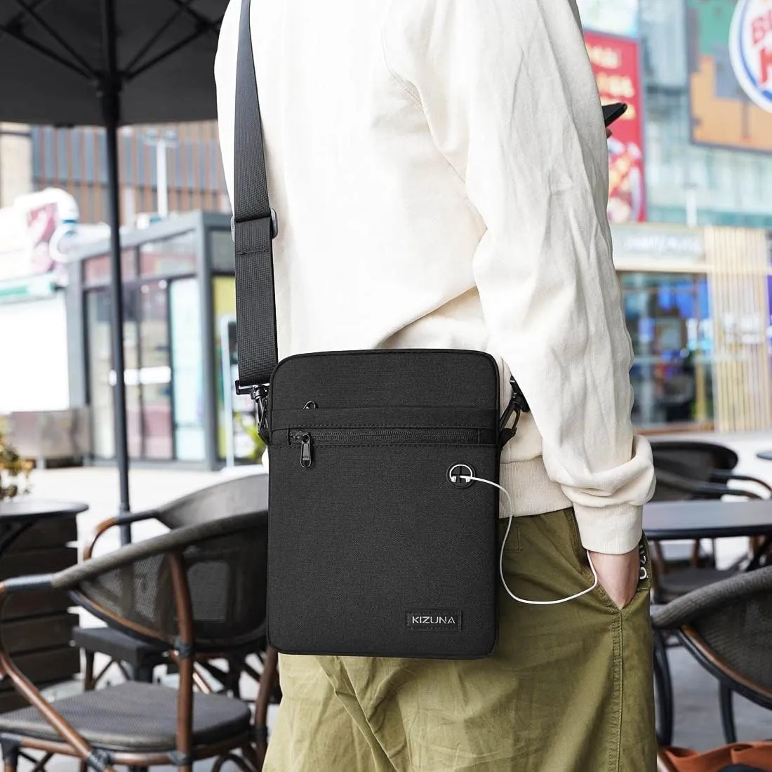 KIZUNA 10 Inch Tablet Sleeve Messenger Laptop Bag - Water Resistant for 9.7-11" iPad Pro/Surface Go 3/10.5" Galaxy Tab A, Black