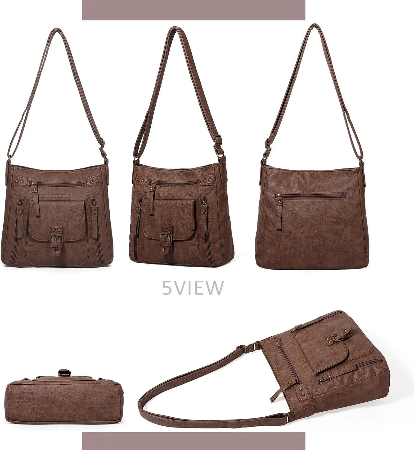 KL928 Crossbody Bags for Women, Multi Pocket Shoulder Bags, Medium PU Leather Cross Body Purses