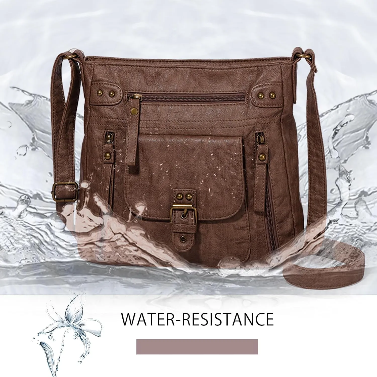 KL928 Crossbody Bags for Women, Multi Pocket Shoulder Bags, Medium PU Leather Cross Body Purses