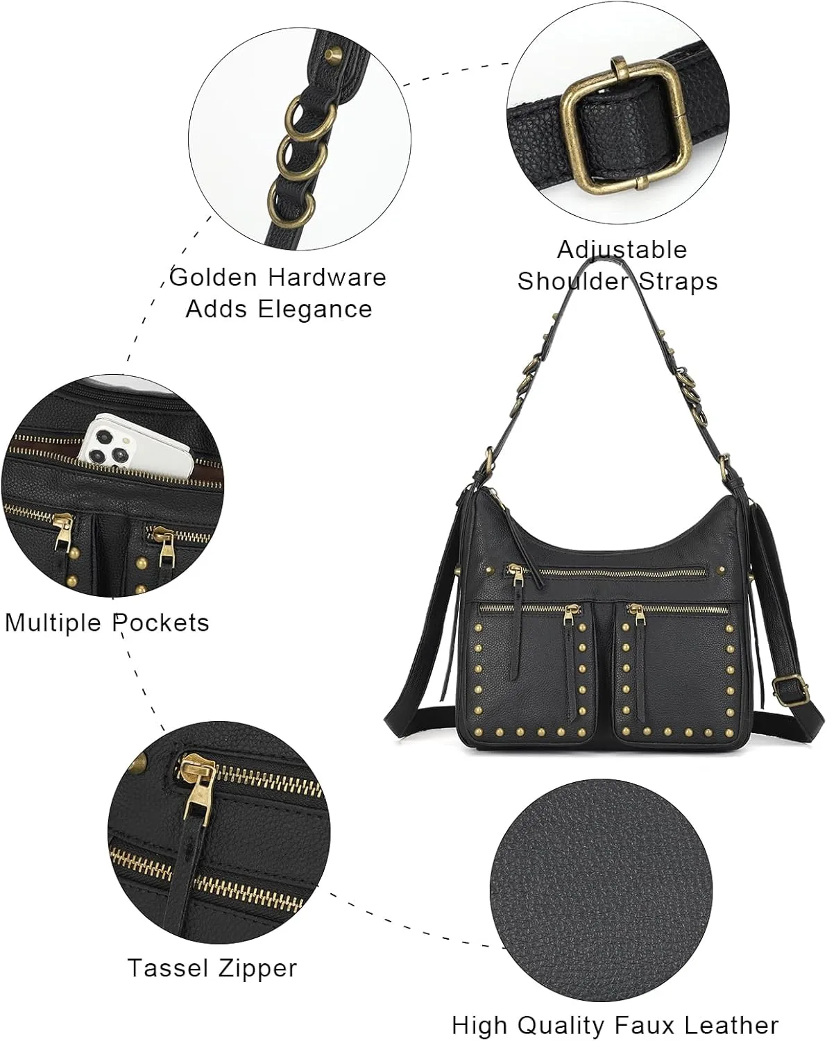 KL928 Large Hobo Shoulder Bag for Women Soft Faux Leather Handbags Fashion Tote Purse Adjustable Strap