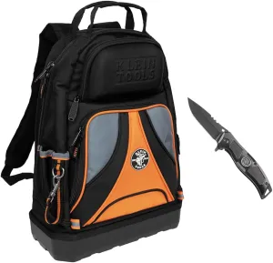 Klein Tools 80115 Backpack Kit with Tradesman Pro 39-Pocket Backpack and Electricians Pocket Knife, 2-Piece
