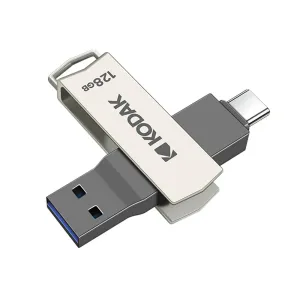 Kodak Metal USB Flash Drive 2 In 1 For Keys Smartphone Laptop 128gb / 64gb / 32gb