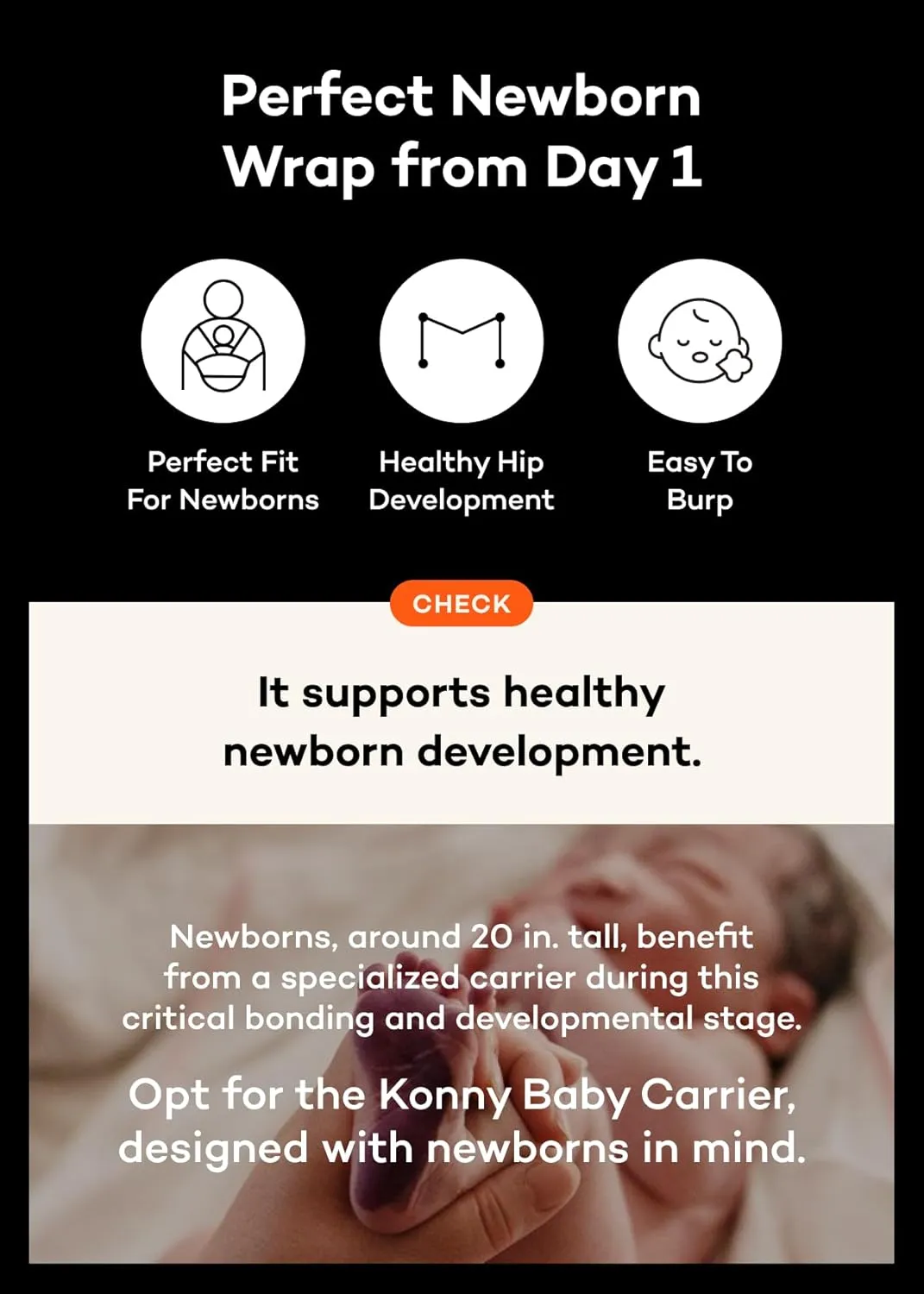 Konny New and Improved Baby Carrier Flex AirMesh Premium Material - Summer Adjustable, Easy to Wear and Wrap Baby Sling, Perfect for Newborn Babies Essentials up to 44 lbs(M-4XL) - Charcoal