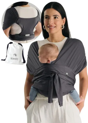 Konny New and Improved Baby Carrier Flex AirMesh Premium Material - Summer Adjustable, Easy to Wear and Wrap Baby Sling, Perfect for Newborn Babies Essentials up to 44 lbs(M-4XL) - Charcoal