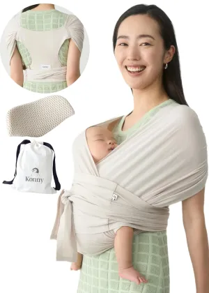 Konny New and Improved Baby Carrier Flex SoftBreeze(Head Support) - Adjustable, Easy to Wear and Wrap Baby Sling, Perfect for Newborn Babies Essentials up to 44 lbs (XS-XL) - Neutral Beige