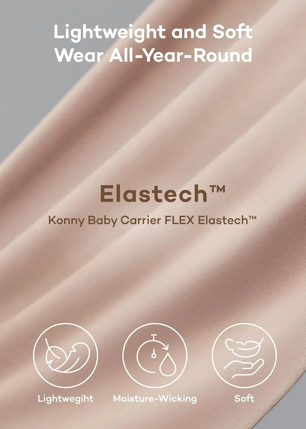 Konny New and Improved Baby Carrier Flex SoftBreeze(Includes Head Support) - Adjustable, Easy to Wear and Wrap Baby Sling, Perfect for Newborn Babies Essentials up to 44 lbs (XS-XL) - Beige