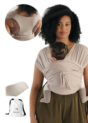 Konny New and Improved Baby Carrier Flex SoftBreeze(Includes Head Support) - Adjustable, Easy to Wear and Wrap Baby Sling, Perfect for Newborn Babies Essentials up to 44 lbs (XS-XL) - Beige