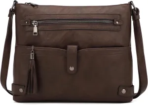 KouLi Buir Crossbody Purses for Women PU Leather Shoulder Bags Multi Pocket Cross Over Bag