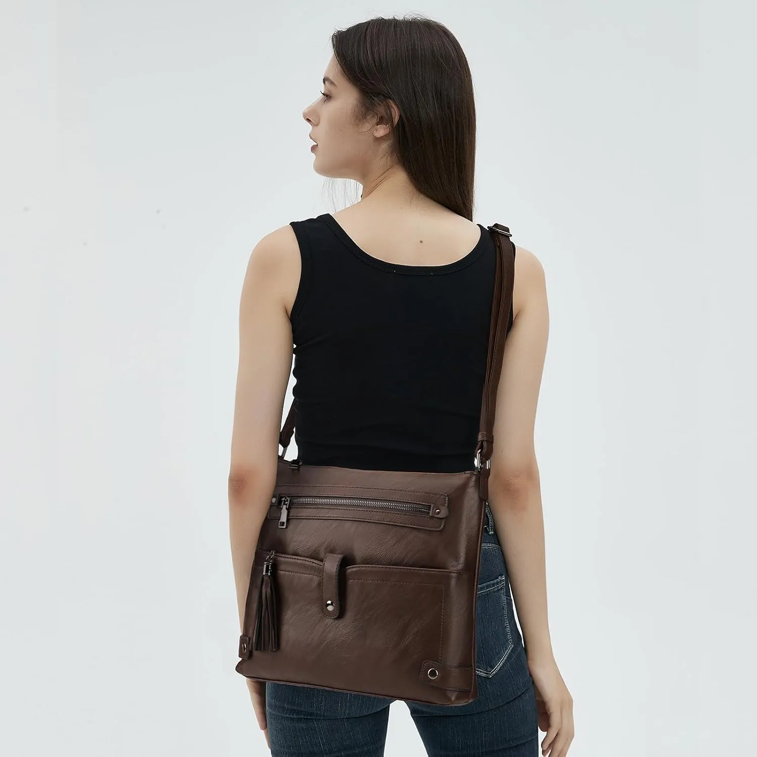 KouLi Buir Crossbody Purses for Women PU Leather Shoulder Bags Multi Pocket Cross Over Bag