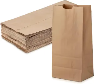 Kraft Paper Bags - 4 lb (5 x 3 x 10 inch) Brown Lunch Sandwich Bags for Bake Sales, Grocery, Retail, Candy, Farmers Market and Takeout (250)