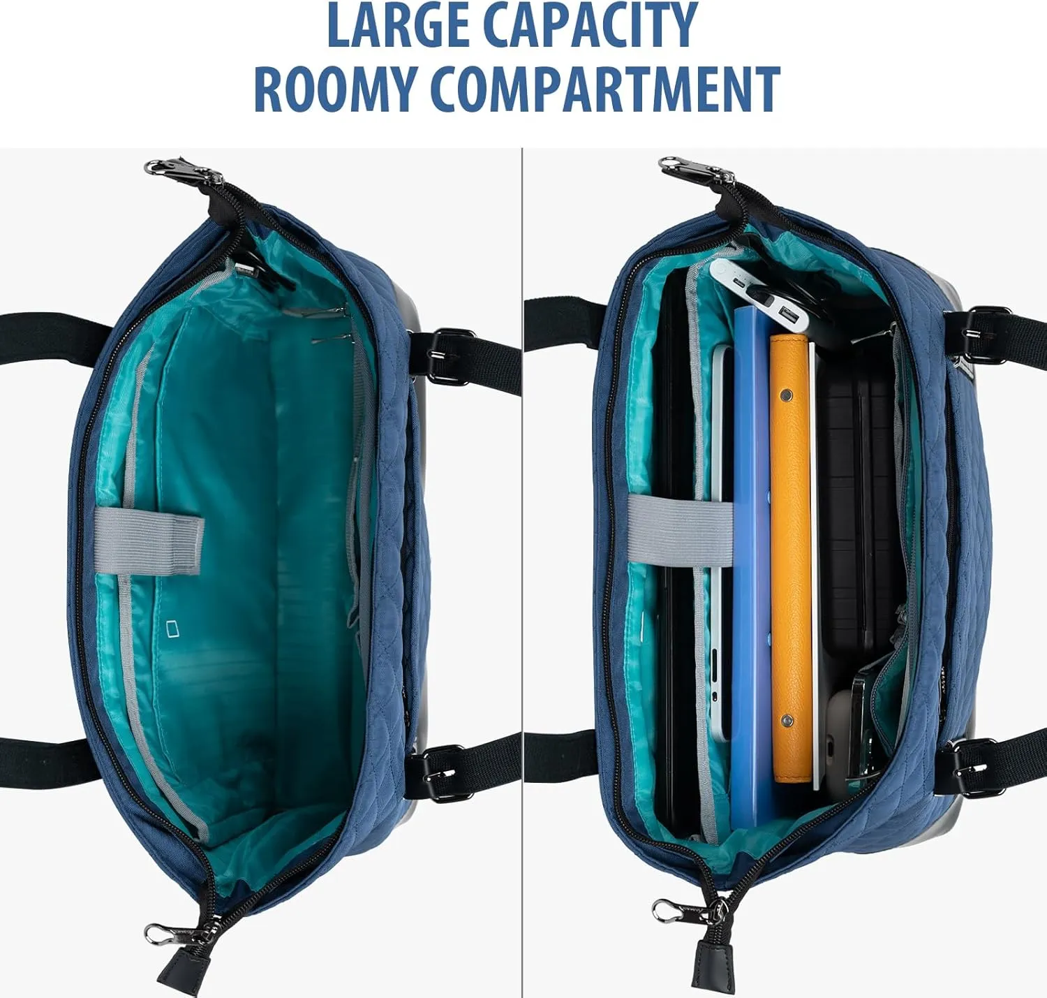 KROSER Laptop Tote Bag 15.6 Inch with USB Port, Large Work Tote Bag Computer Shoulder Bag for Women, Laptop Carrying Case Stylish Handbag Gift for Office Business Travel(Haze Blue)