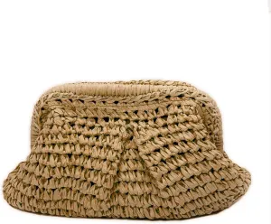 Kseymeir Straw Clutch Purse for Women, Summer Shoulder Crossbody Bag Cloud Pouch Beach Tote Handbag