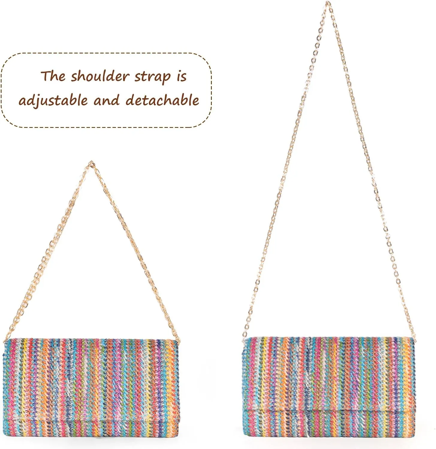 Kseymeir Straw Clutch Purse Shoulder Crossbody Bag Envelope Purse Raffia Handbag for Summer Beach Travel Trendy