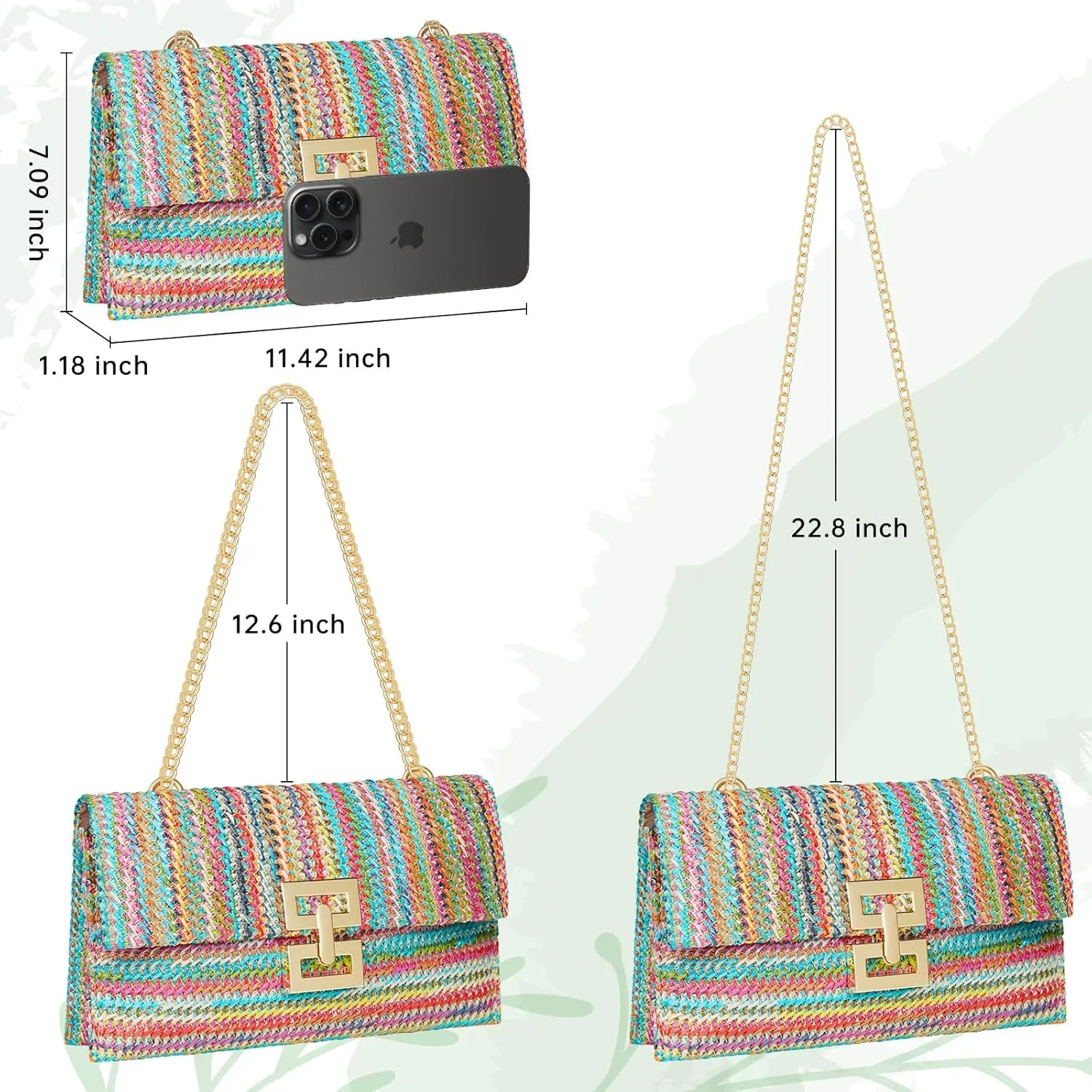 Kseymeir Straws Clutch Purses Raffia Beach Bag Woven Summer Purses Straw Crossbody Bag
