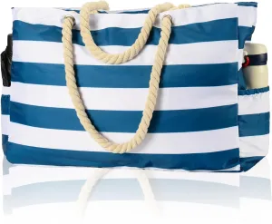 KUAK Beach Bag, Large Beach Bags for Women Waterproof Sandproof Beach Tote Bag with Zipper and Pockets for Pool Family