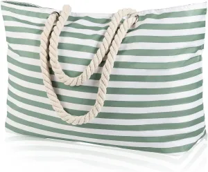 KUAK Beach Bags for Women Extra Large Beach Tote Bag with Top Zipper, 3 Inner Pockets Waterproof Sandproof Swim Pool Bag