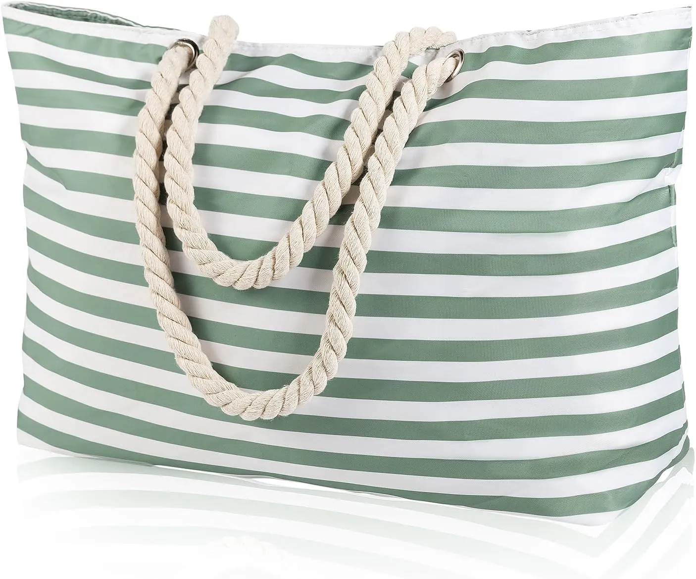 KUAK Beach Bags for Women Extra Large Beach Tote Bag with Top Zipper, 3 Inner Pockets Waterproof Sandproof Swim Pool Bag