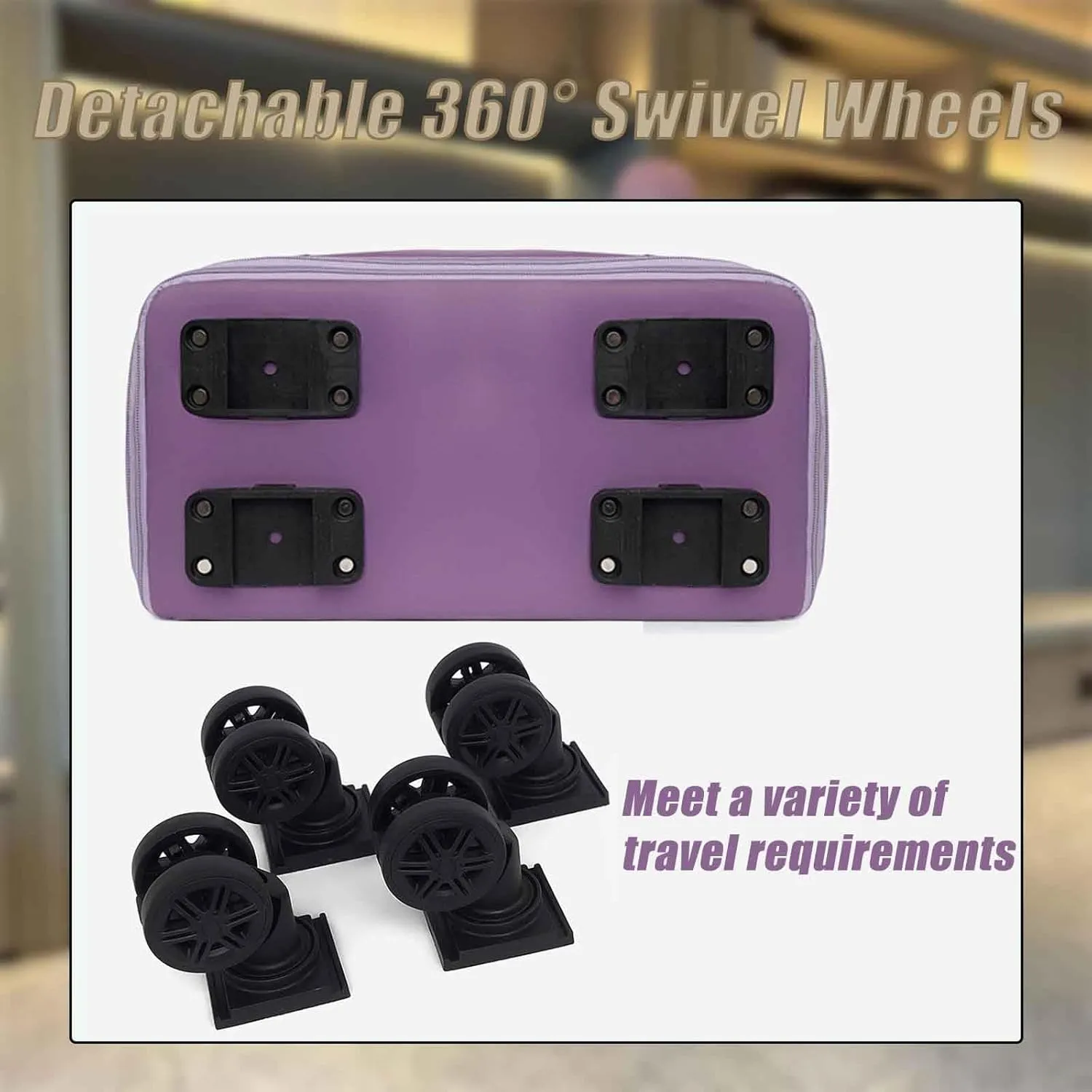 Kulken Travel Bag with Wheels, 2025 Expandable Waterproof Large Capacity Travel Bag with Removable Universal Wheel (Purple)