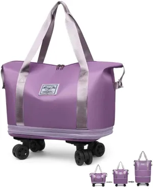Kulken Travel Bag with Wheels, 2025 Expandable Waterproof Large Capacity Travel Bag with Removable Universal Wheel (Purple)