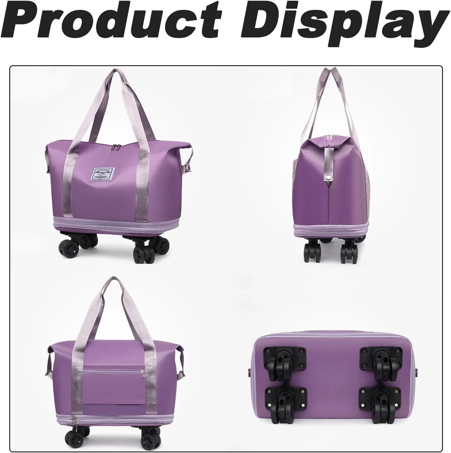 Kulken Travel Bag with Wheels, 2025 New Large Expandable Capacity Travel Bag, Universal Wheel Removable (Dark Purple)