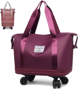 Kulken Travel Bag with Wheels, 2025 New Large Expandable Capacity Travel Bag, Universal Wheel Removable (Dark Purple)
