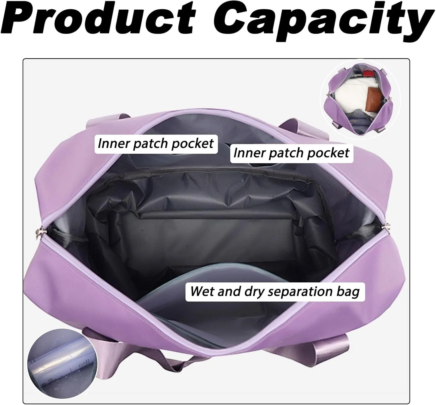 Kulken Travel Bag with Wheels, 2025 New Large Expandable Capacity Travel Bag, Universal Wheel Removable (Dark Purple)
