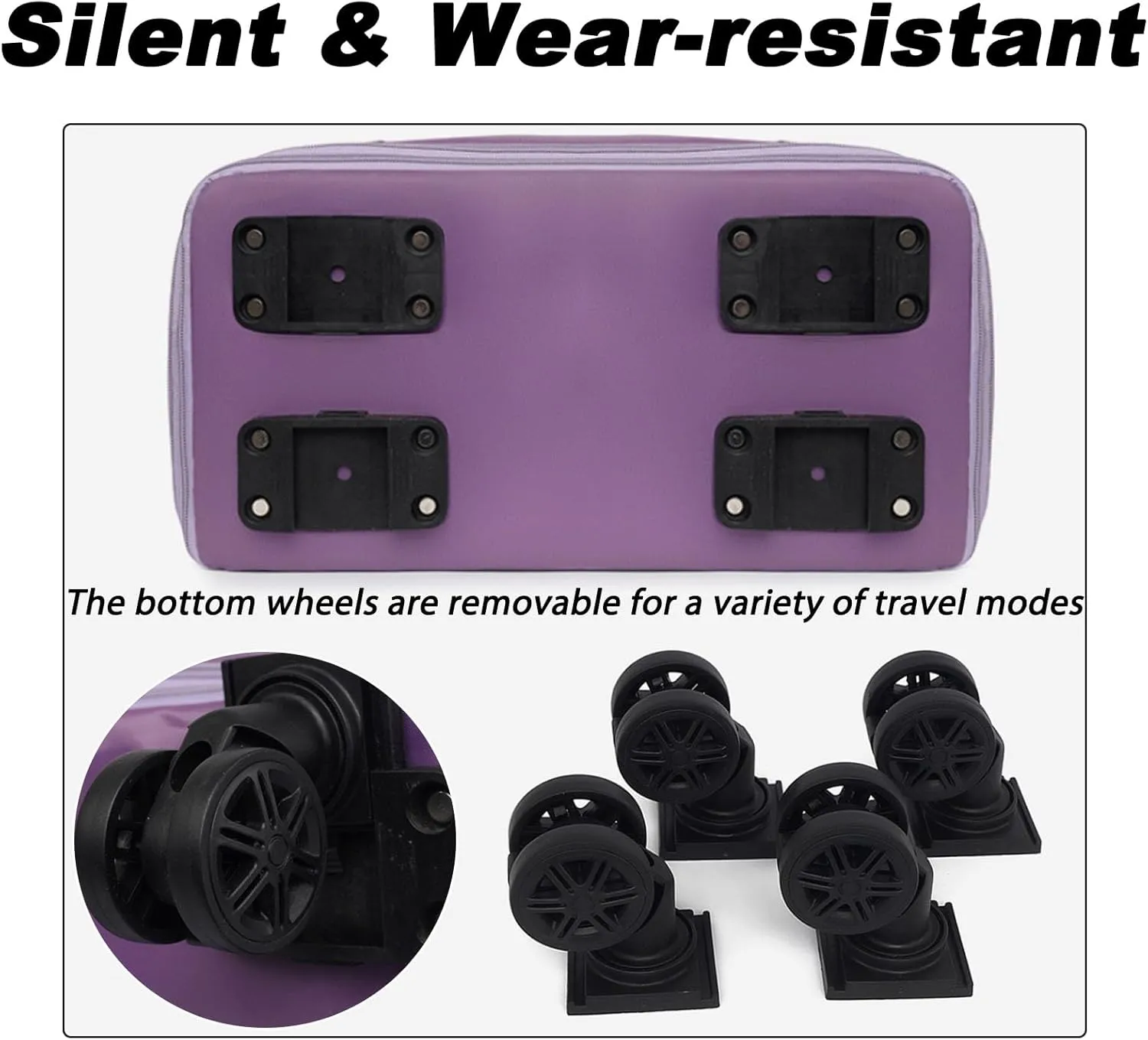 Kulken Travel Bag with Wheels, 2025 New Large Expandable Capacity Travel Bag, Universal Wheel Removable (Dark Purple)