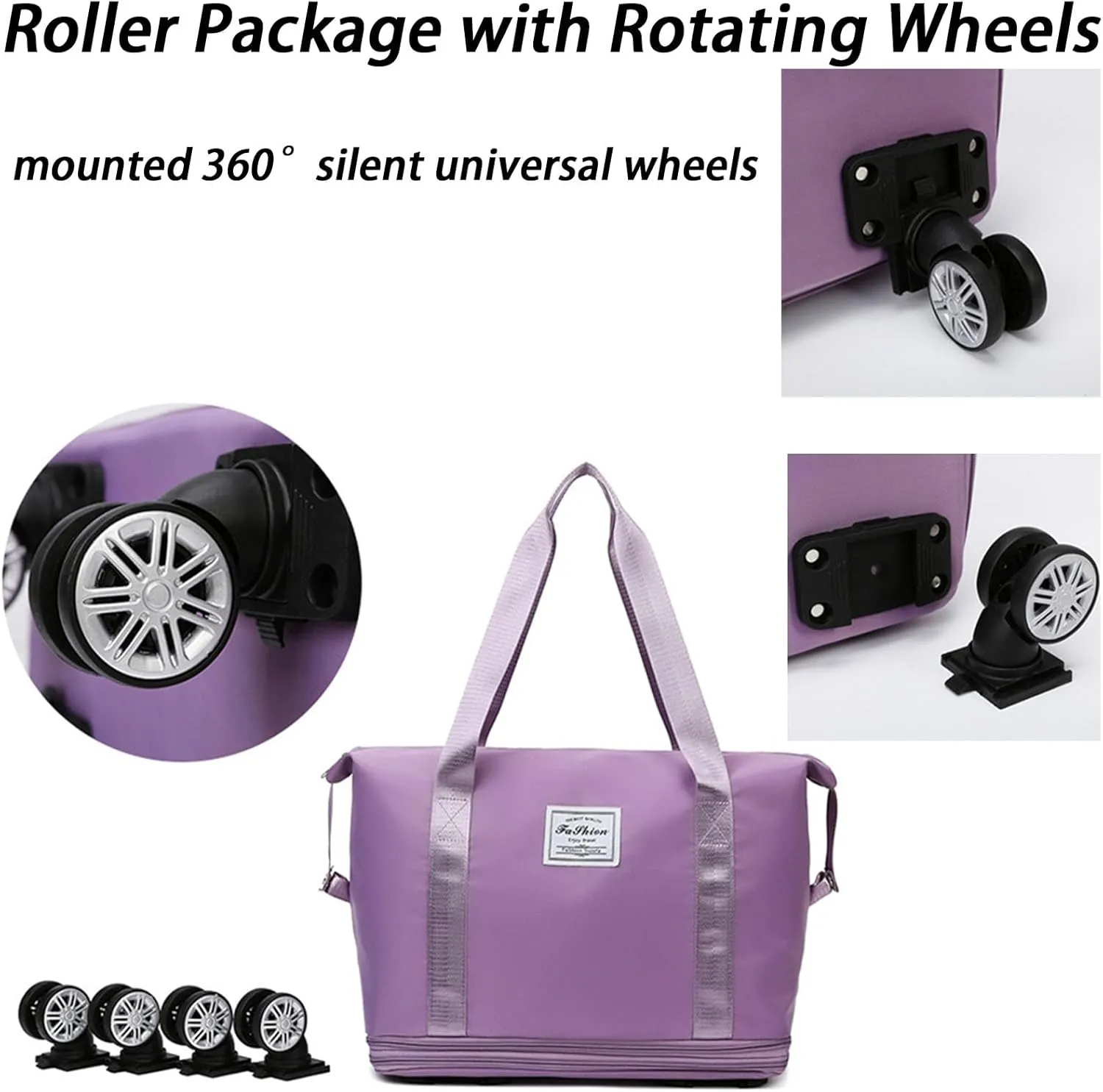Kulken Travel Bag With Wheels, Large Capacity Travel Bags Universal Wheel, Travel Bag with Removable Wheels (Blue)