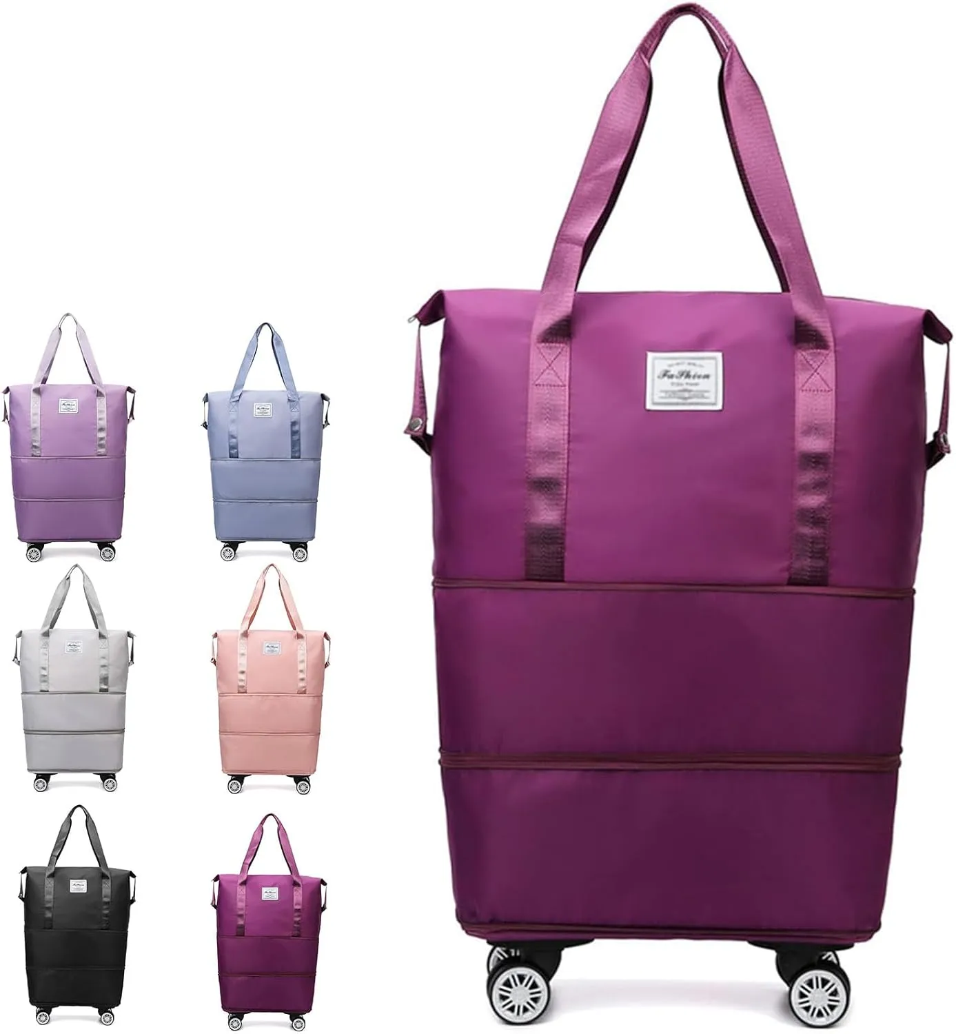 Kulken Travel Bag With Wheels, Large Capacity Travel Bags Universal Wheel, Travel Bag with Removable Wheels (Fushcia)