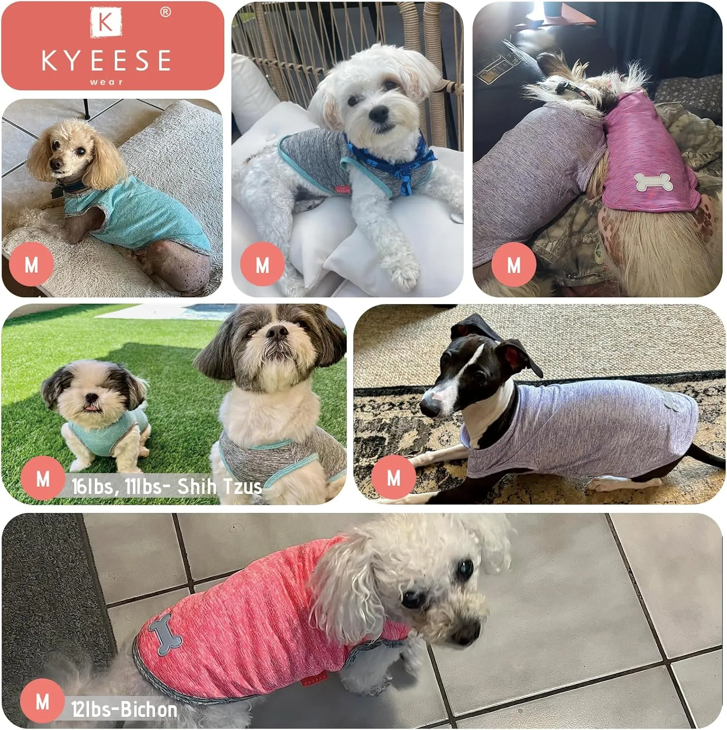 KYEESE 2Pack Dog Shirts Stretchy Sleeveless Vest with Reflective Label Quick Dry Pet Shirt for Small Dogs Sun Protection Dog T Shirt Soft Tank Top Lightweight Pet Clothes, Medium,Green