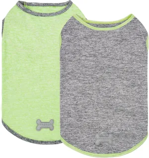KYEESE 2Pack Dog Shirts Stretchy Sleeveless Vest with Reflective Label Quick Dry Pet Shirt for Small Dogs Sun Protection Dog T Shirt Soft Tank Top Lightweight Pet Clothes, Medium,Green