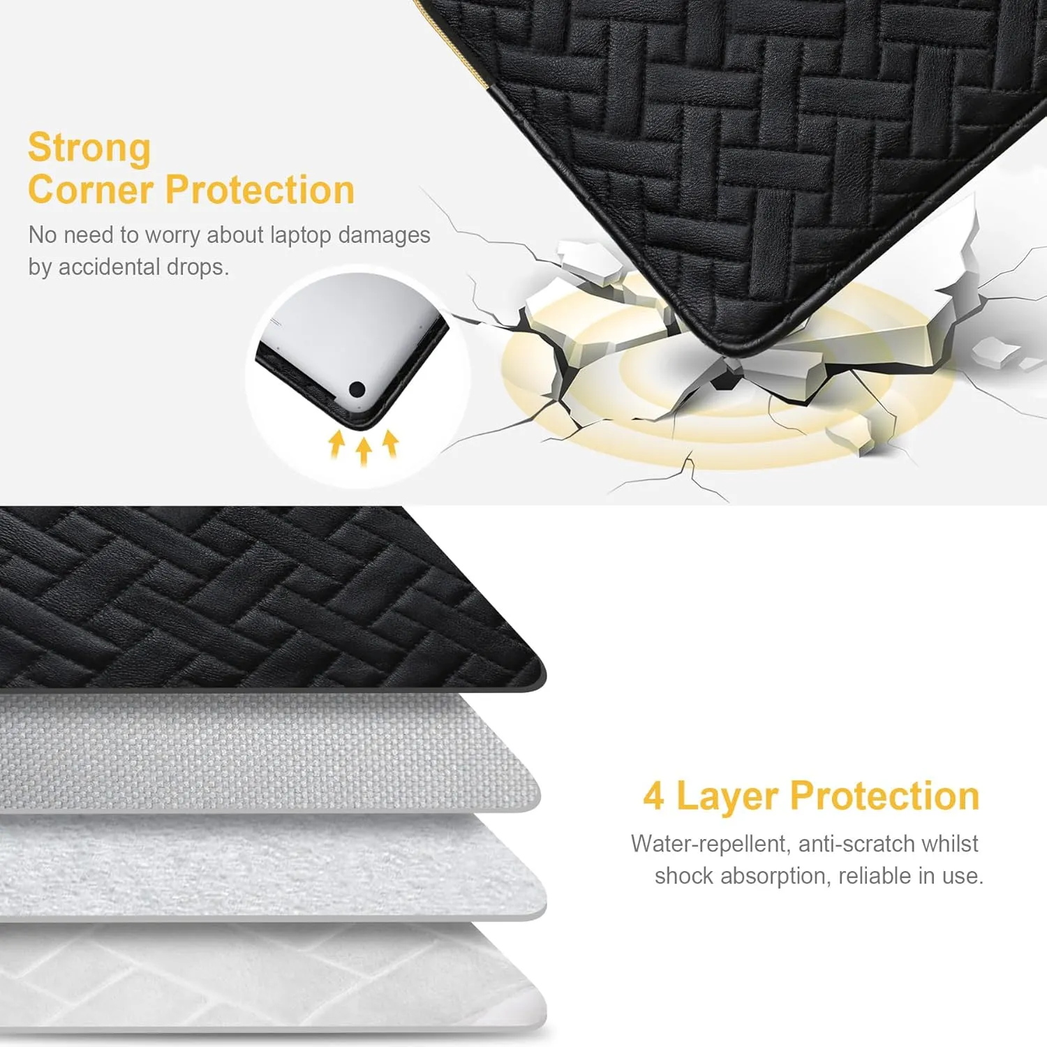 Lacdo 13 inch Laptop Sleeve Case for 13 inch New MacBook Air M4 A3240 2025, M3 A3113, M2 A2681, M1 A2337, 13 inch MacBook Pro M2 / M1 A2338 A2251 A2289, 13" iPad Pro M4/iPad Air M3 Computer Bag, Black