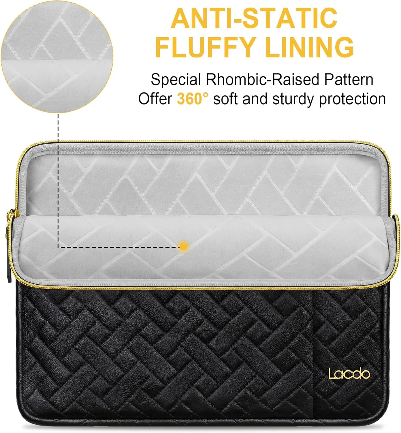 Lacdo 13 inch Laptop Sleeve Case for 13 inch New MacBook Air M4 A3240 2025, M3 A3113, M2 A2681, M1 A2337, 13 inch MacBook Pro M2 / M1 A2338 A2251 A2289, 13" iPad Pro M4/iPad Air M3 Computer Bag, Black
