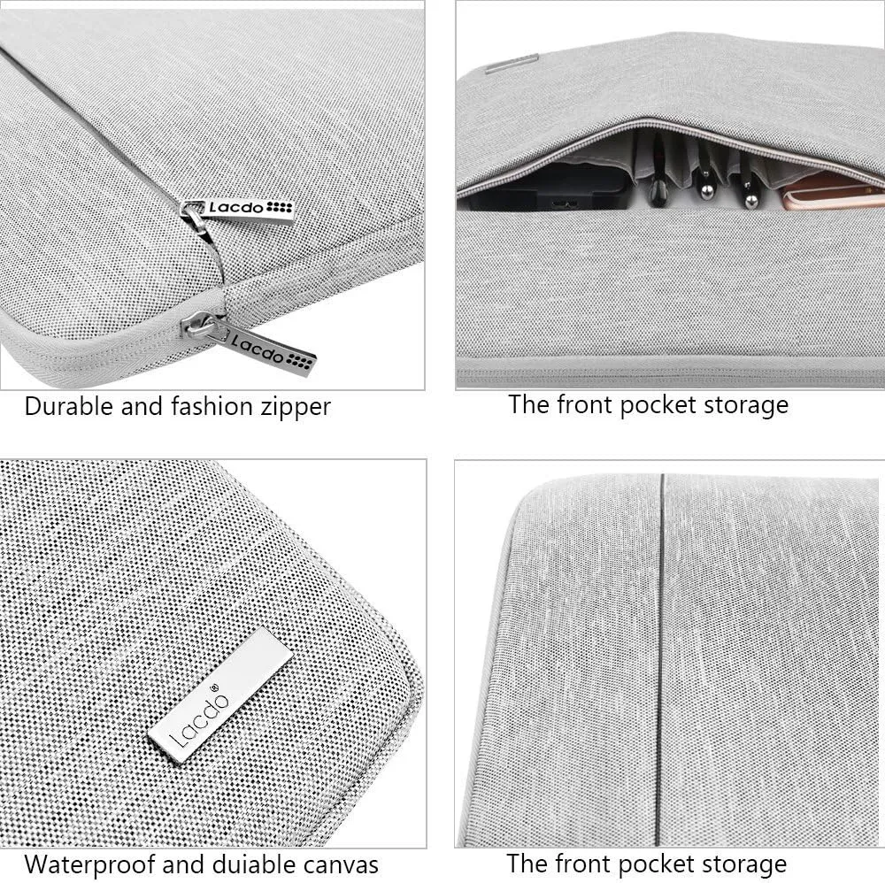 Lacdo 15.6 Inch Laptop Sleeve Computer Case for 15.6" Acer Aspire/Predator, Asus TUF FX505DT, Lenovo Ideapad 330, Dell Inspiron, ASUS ZenBook/VivoBook, HP Pavilion Chromebook Notebook Bag, Gray
