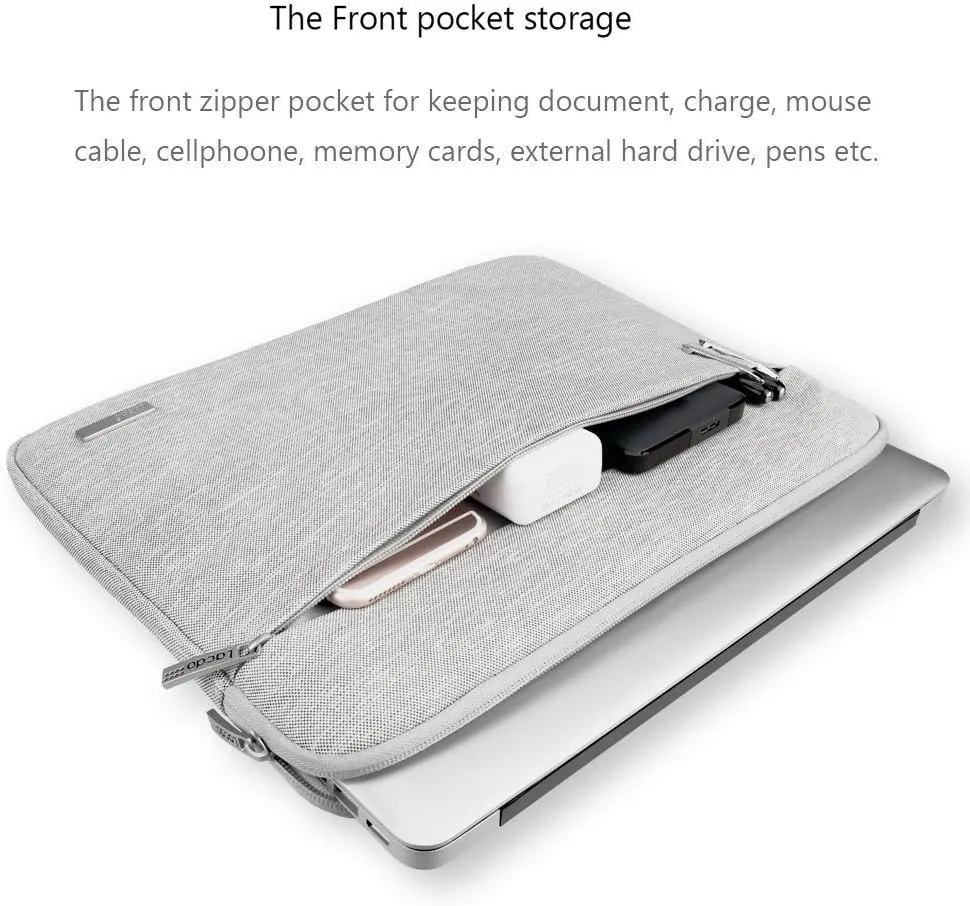 Lacdo 15.6 Inch Laptop Sleeve Computer Case for 15.6" Acer Aspire/Predator, Asus TUF FX505DT, Lenovo Ideapad 330, Dell Inspiron, ASUS ZenBook/VivoBook, HP Pavilion Chromebook Notebook Bag, Gray