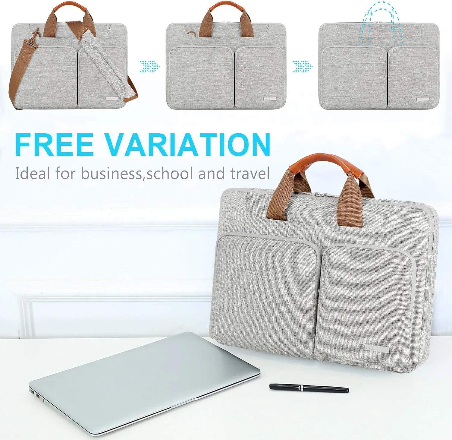 Lacdo 360° Protective Laptop Shoulder Bag, 16 inch Laptop Bag for 16 inch New MacBook Pro M4/M3/M2 /M1 Pro Max A3403 A3186 A2991 A2780 A2485 2024-2019, 15" Surface Laptop 7th Copilot PC Computer, Gray