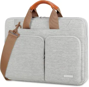Lacdo 360° Protective Laptop Shoulder Bag for 13 inch New MacBook Air M4 A3240 2025, M3 A3113, M2 A2681, M1 A2337 A2179 A1932 2024-2018 | 13 inch MacBook Pro M2 M1 A2338 A2251 A2289 Computer Bag, Gray