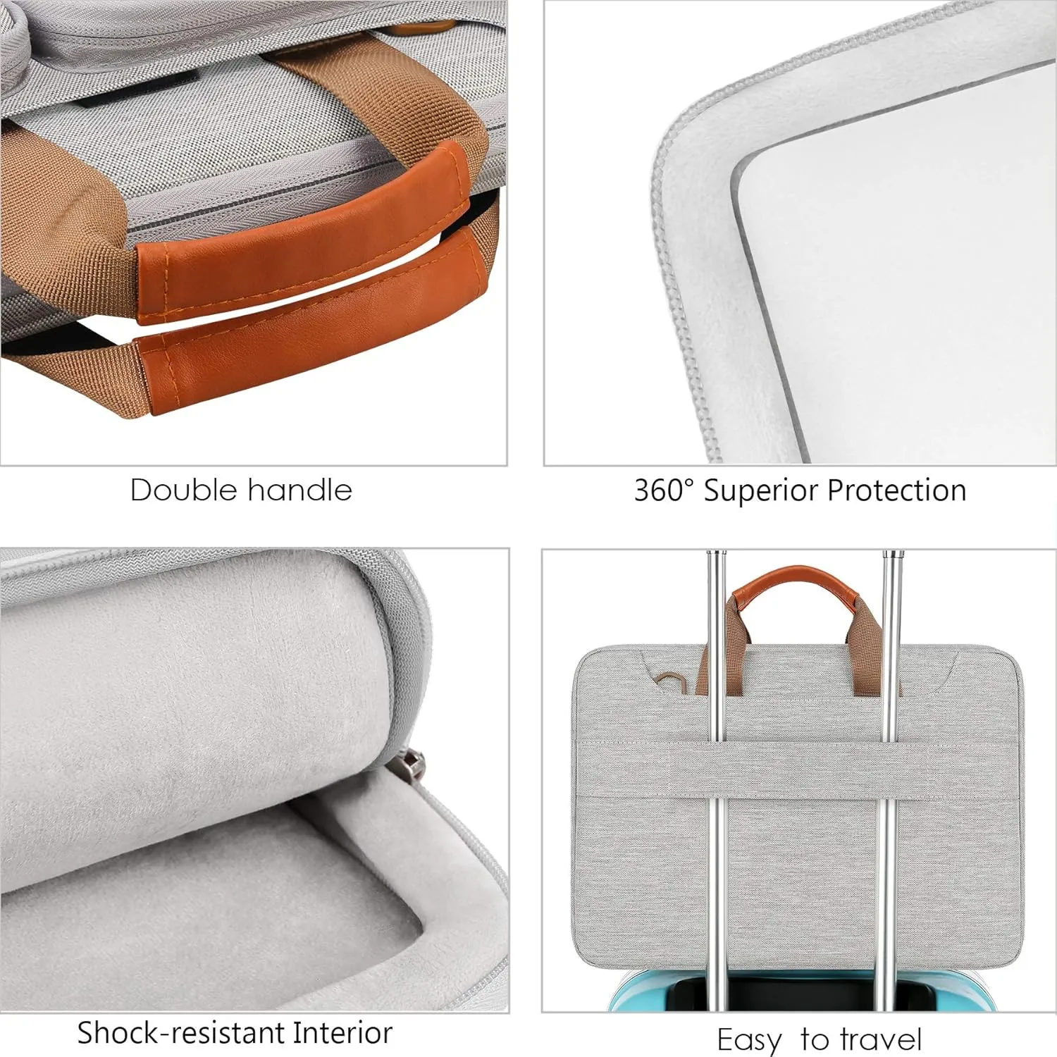 Lacdo 360° Protective Laptop Shoulder Bag for 13 inch New MacBook Air M4 A3240 2025, M3 A3113, M2 A2681, M1 A2337 A2179 A1932 2024-2018 | 13 inch MacBook Pro M2 M1 A2338 A2251 A2289 Computer Bag, Gray