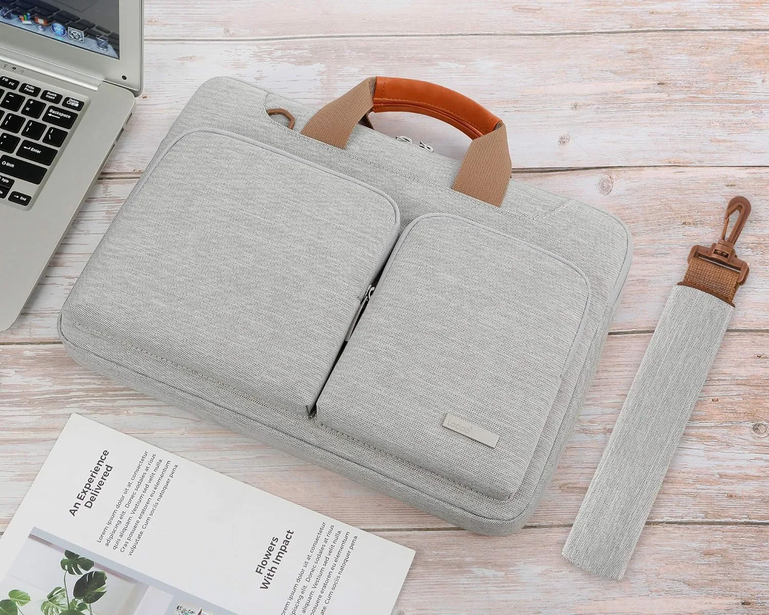 Lacdo 360° Protective Laptop Shoulder Bag for 13 inch New MacBook Air M4 A3240 2025, M3 A3113, M2 A2681, M1 A2337 A2179 A1932 2024-2018 | 13 inch MacBook Pro M2 M1 A2338 A2251 A2289 Computer Bag, Gray