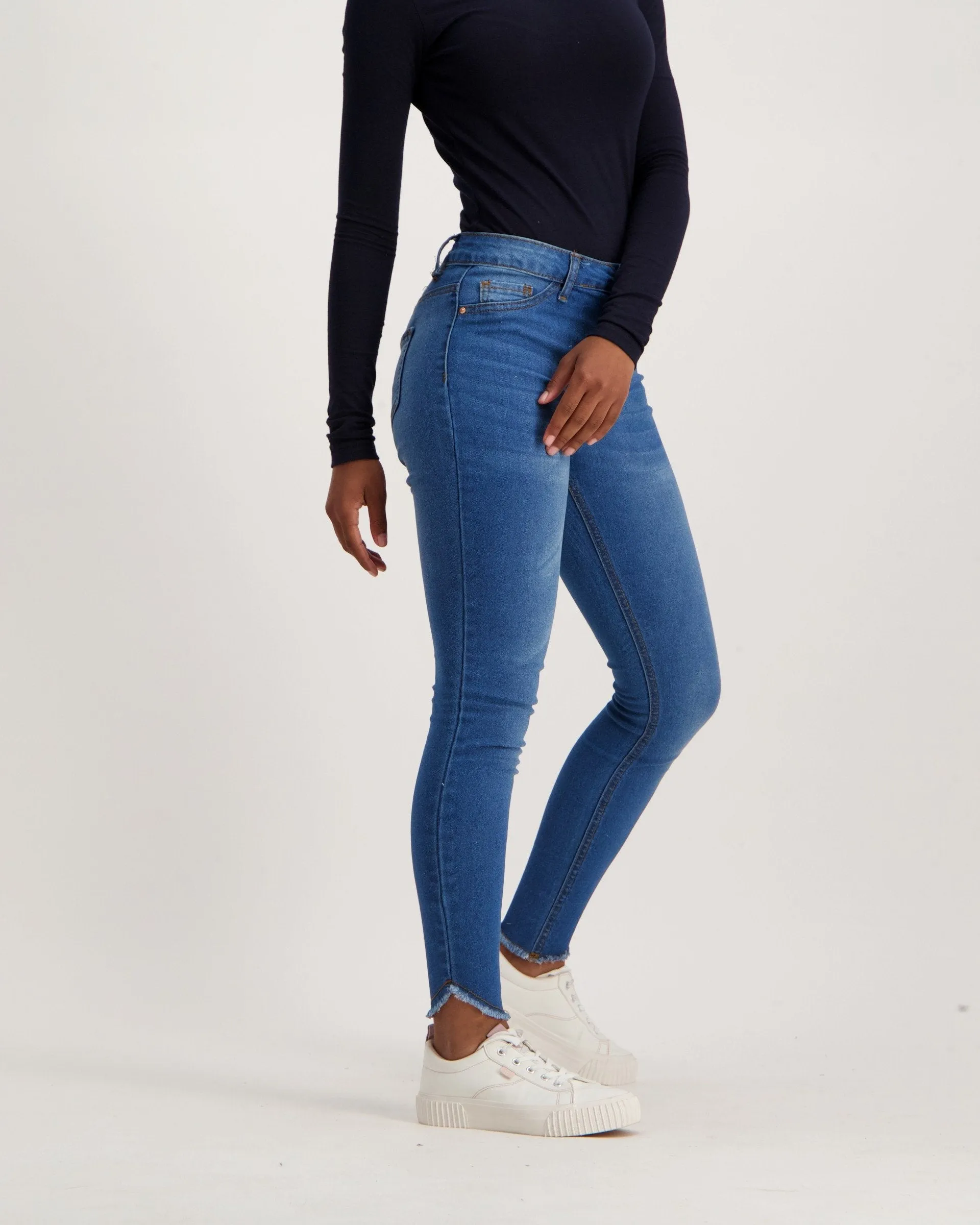 Ladies Periwinkle Abrasion Skinny Denim Jean