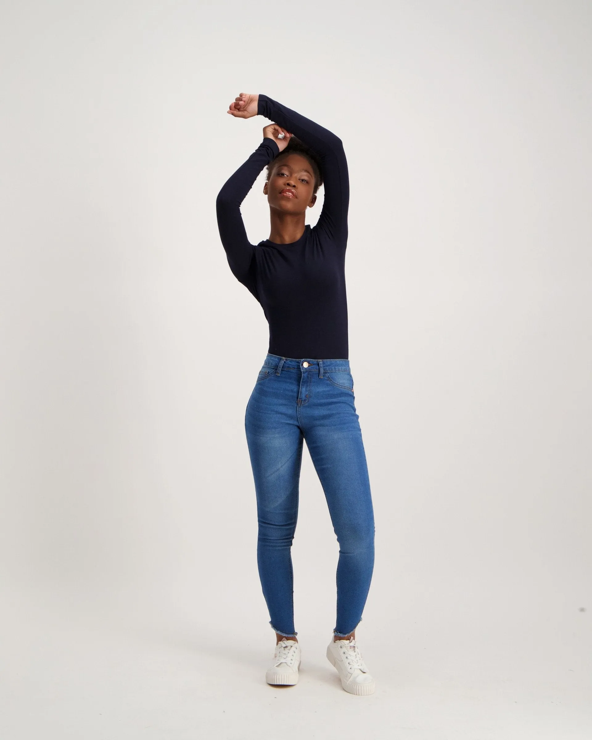 Ladies Periwinkle Abrasion Skinny Denim Jean
