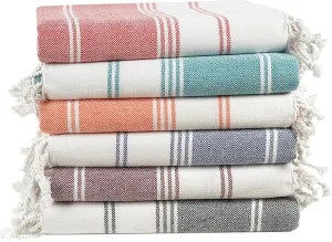 LANE LINEN 6-Pack Oversized Pre-Washed Beach Towels, Stylish Quick-Dry Pool & Travel Towels for Adults, 39"x71" - Diamond Multi Colors
