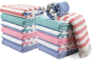 Lane Linen Beach Towels 12 Pack - Oversized & Pre-Washed Large Beach Towel Set - Stylish Pool Towels For Adults, Quick Dry, Soft & Lightweight Lightweight Travel Towel Pack, 39"x71" - Seaside Symphony