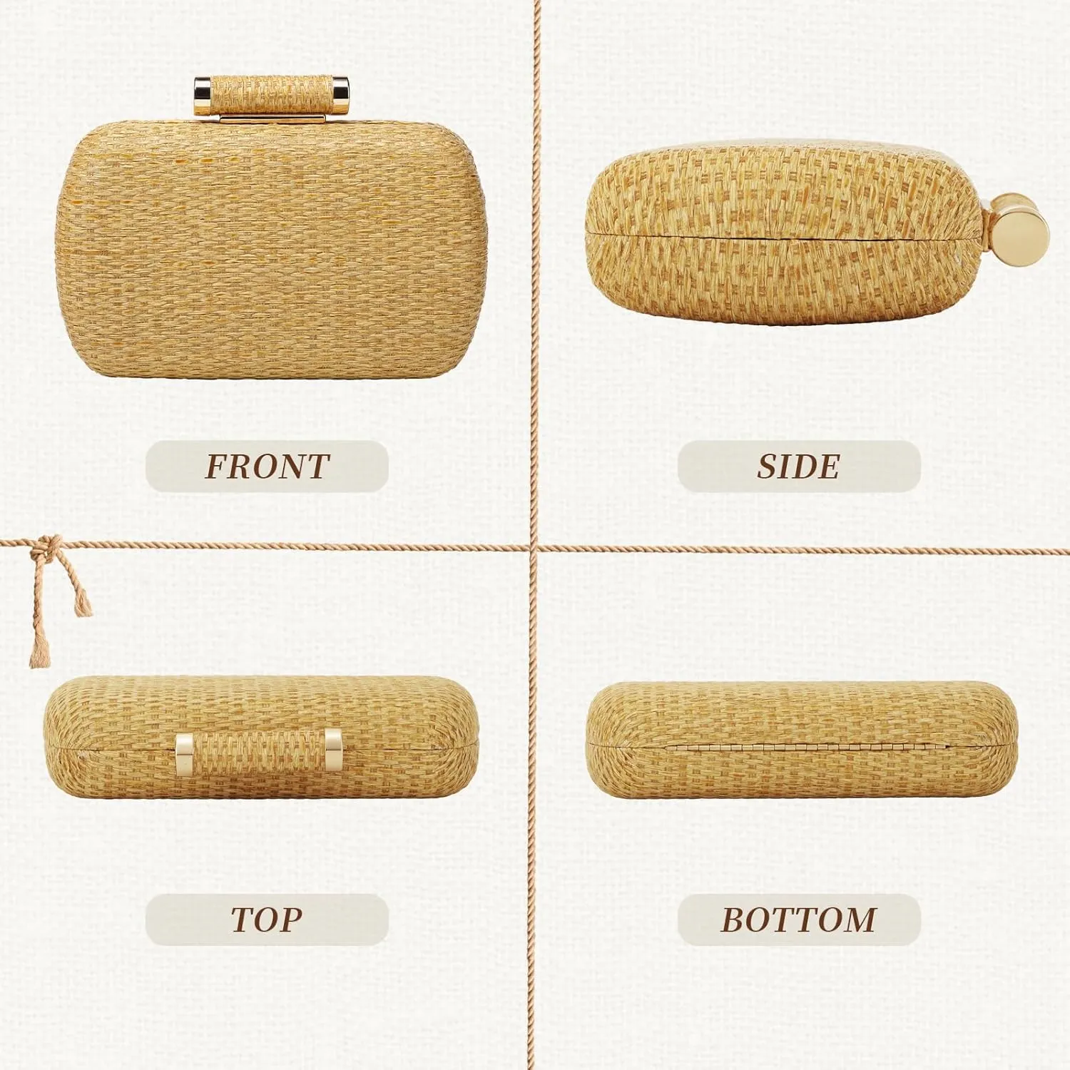 Lanpet Women’s Evening Handbags Elegant Straw Clutch Purse for Party Wedding Summer Beach Bag