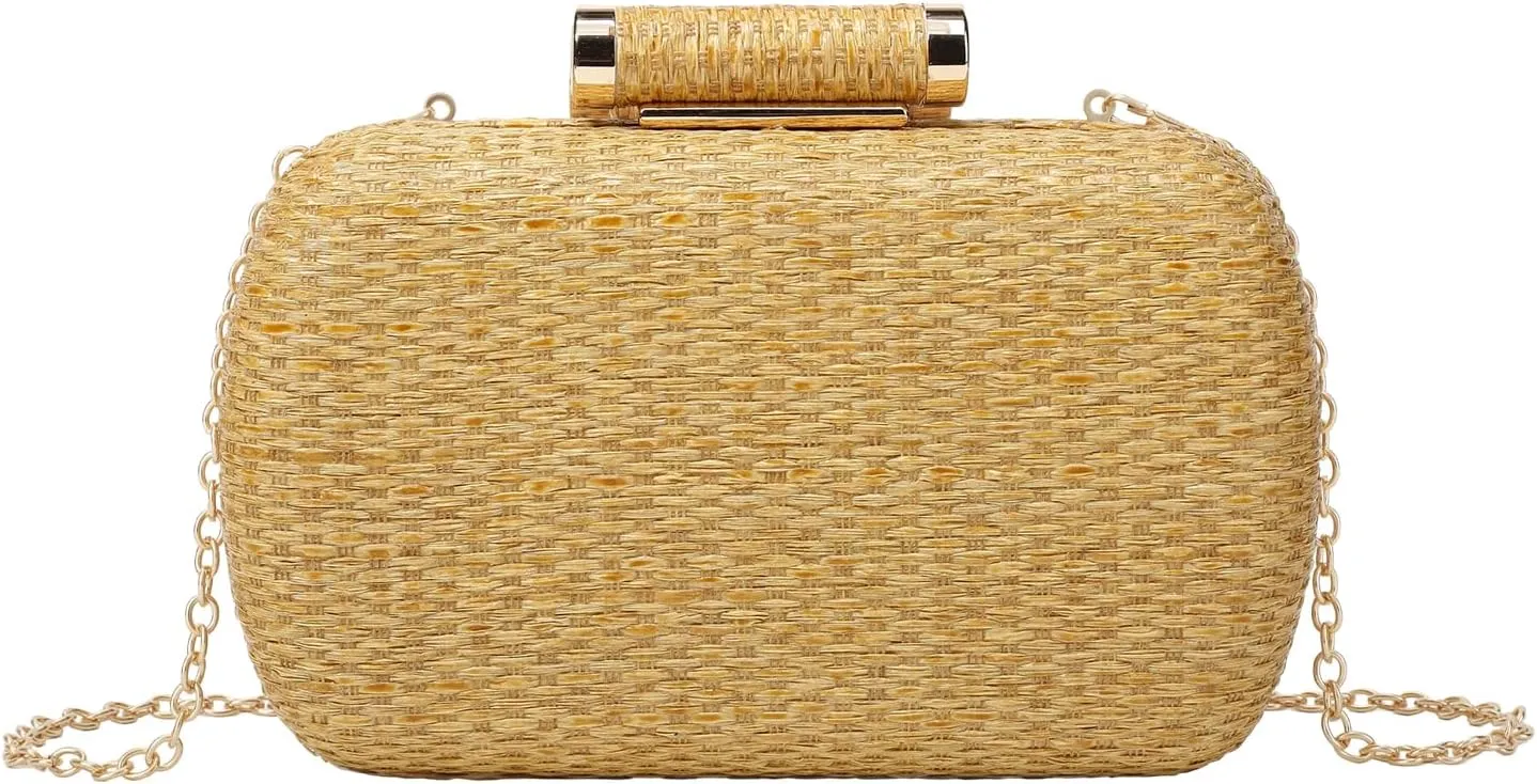Lanpet Women’s Evening Handbags Elegant Straw Clutch Purse for Party Wedding Summer Beach Bag