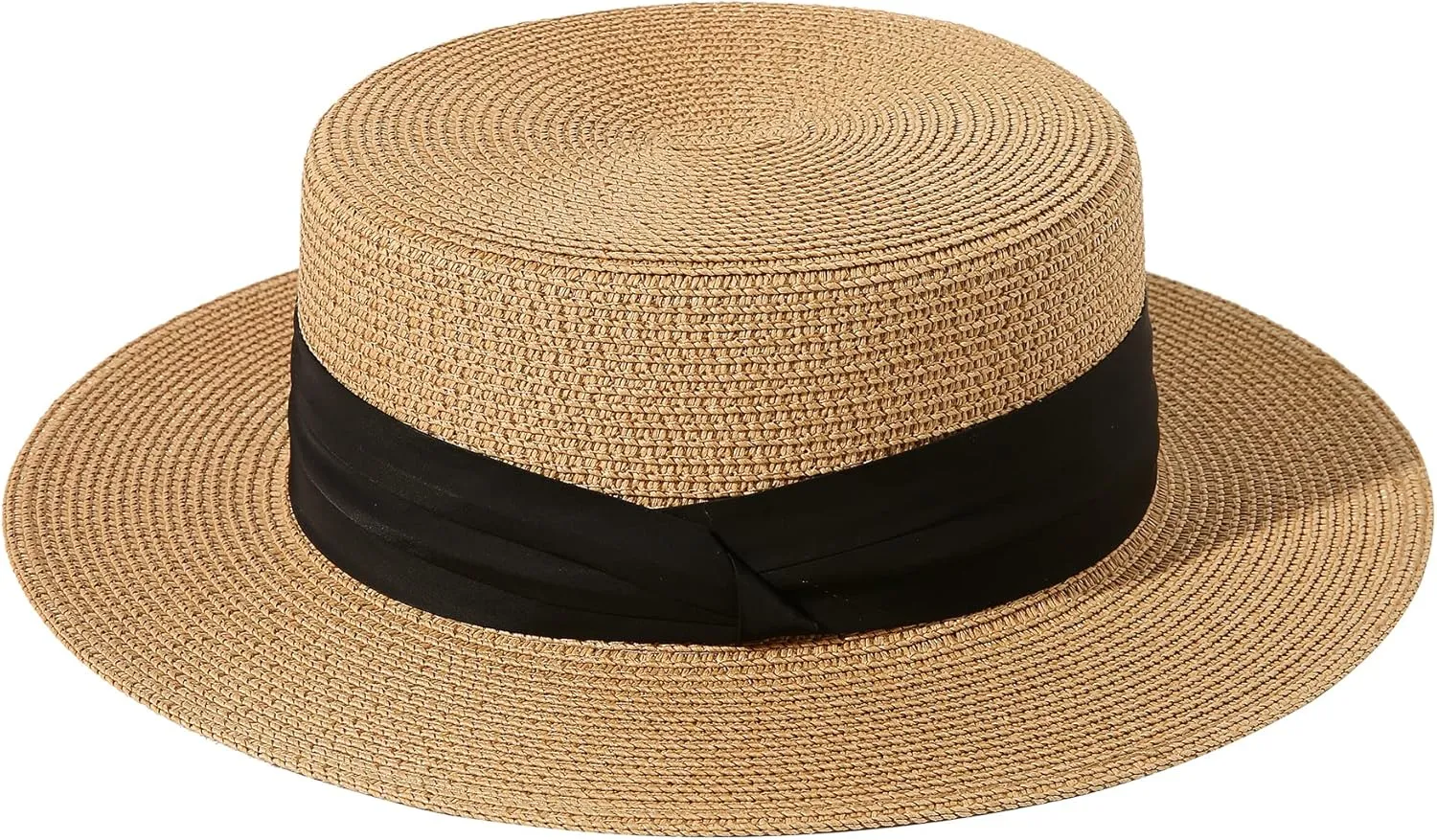 Lanzom Sun Hats for Women Wide Brim Straw Boater Hat Foldable Packable Beach Hat for Summer Fit Size 6 8/7-7 1/4