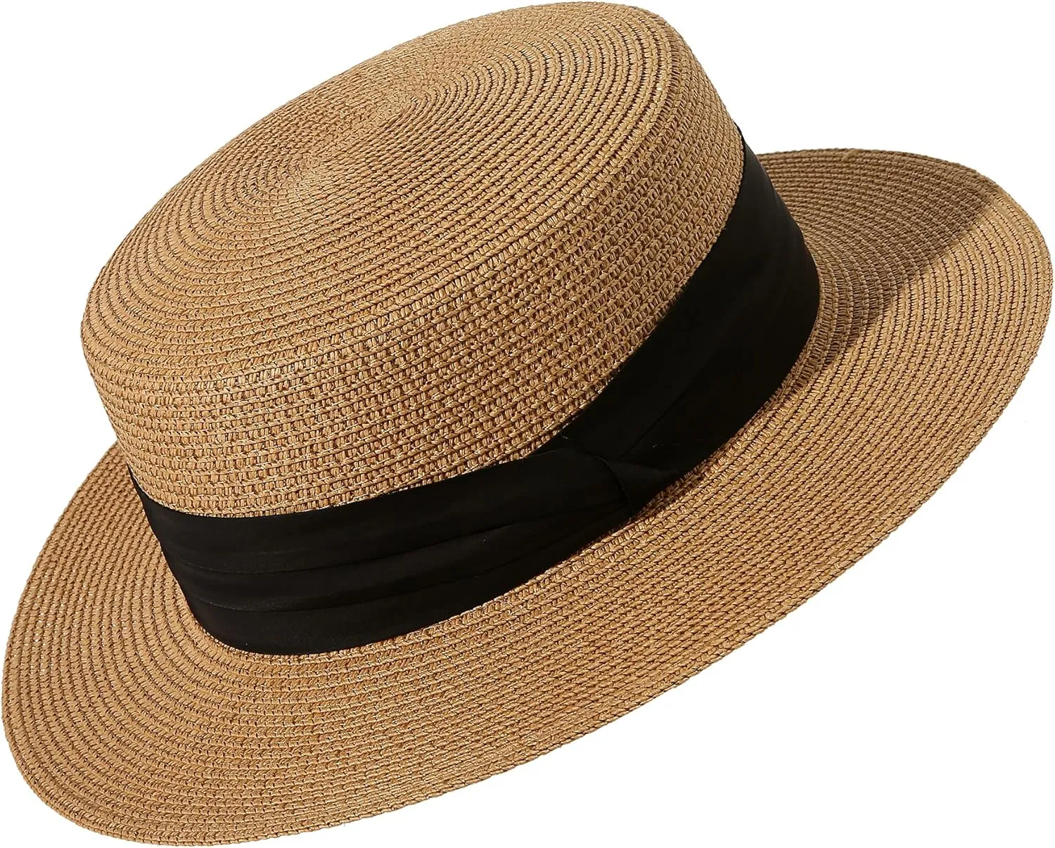 Lanzom Sun Hats for Women Wide Brim Straw Boater Hat Foldable Packable Beach Hat for Summer Fit Size 6 8/7-7 1/4