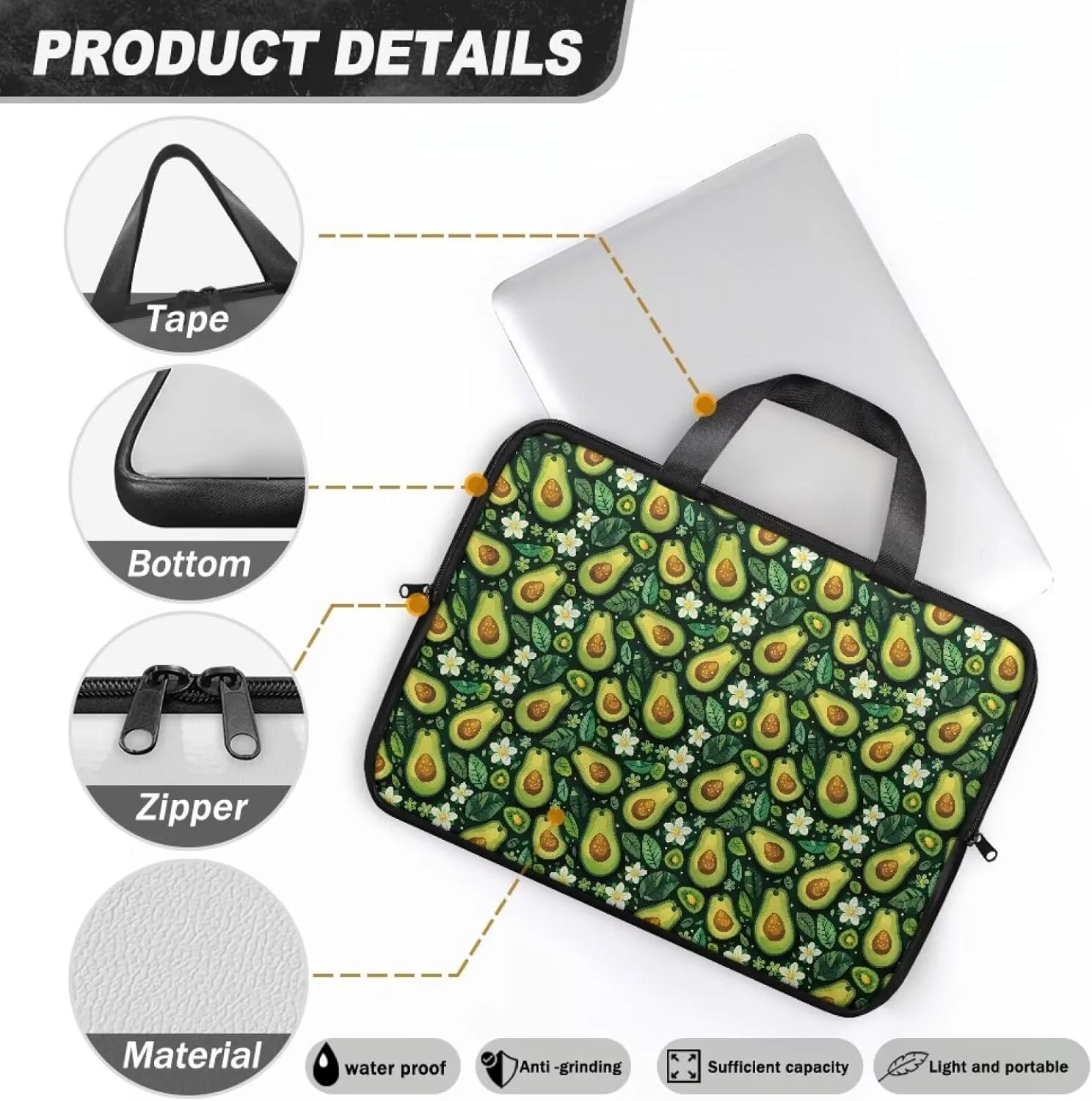 Laptop Bag Case Waterproof Zipper Portable Computer Carrying Bag for Office Business School 10 Inch- 17 Inch