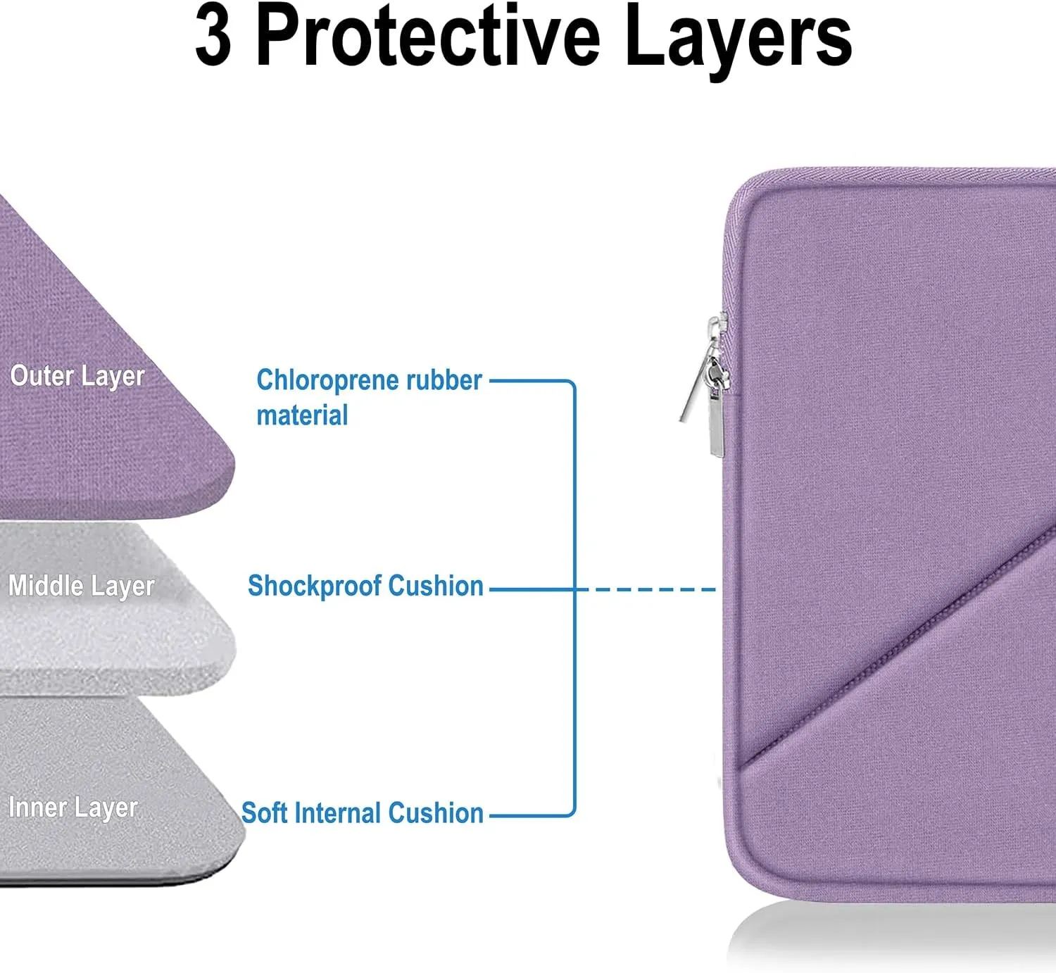 Laptop Case 15.6 inch, Traveling Carrying Computer Bag with Zippered Pocket, Shockproof Protective Laptop Sleeve Compatible for Apple Notebook, HP, Dell, Acer, Asus, Lenovo, Light Purple